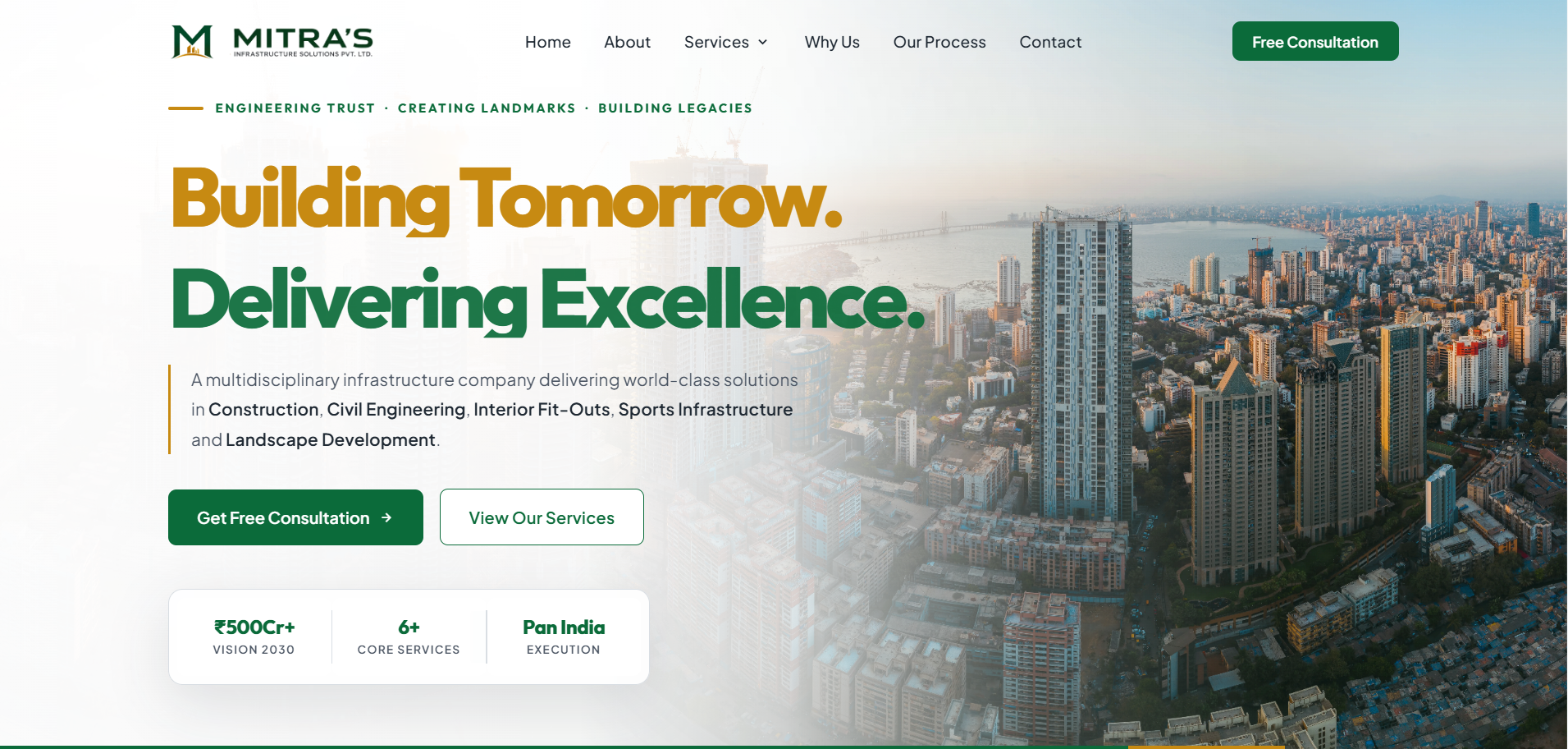 Mitra Infrastructure Solutions Pvt. Ltd. website homepage screenshot