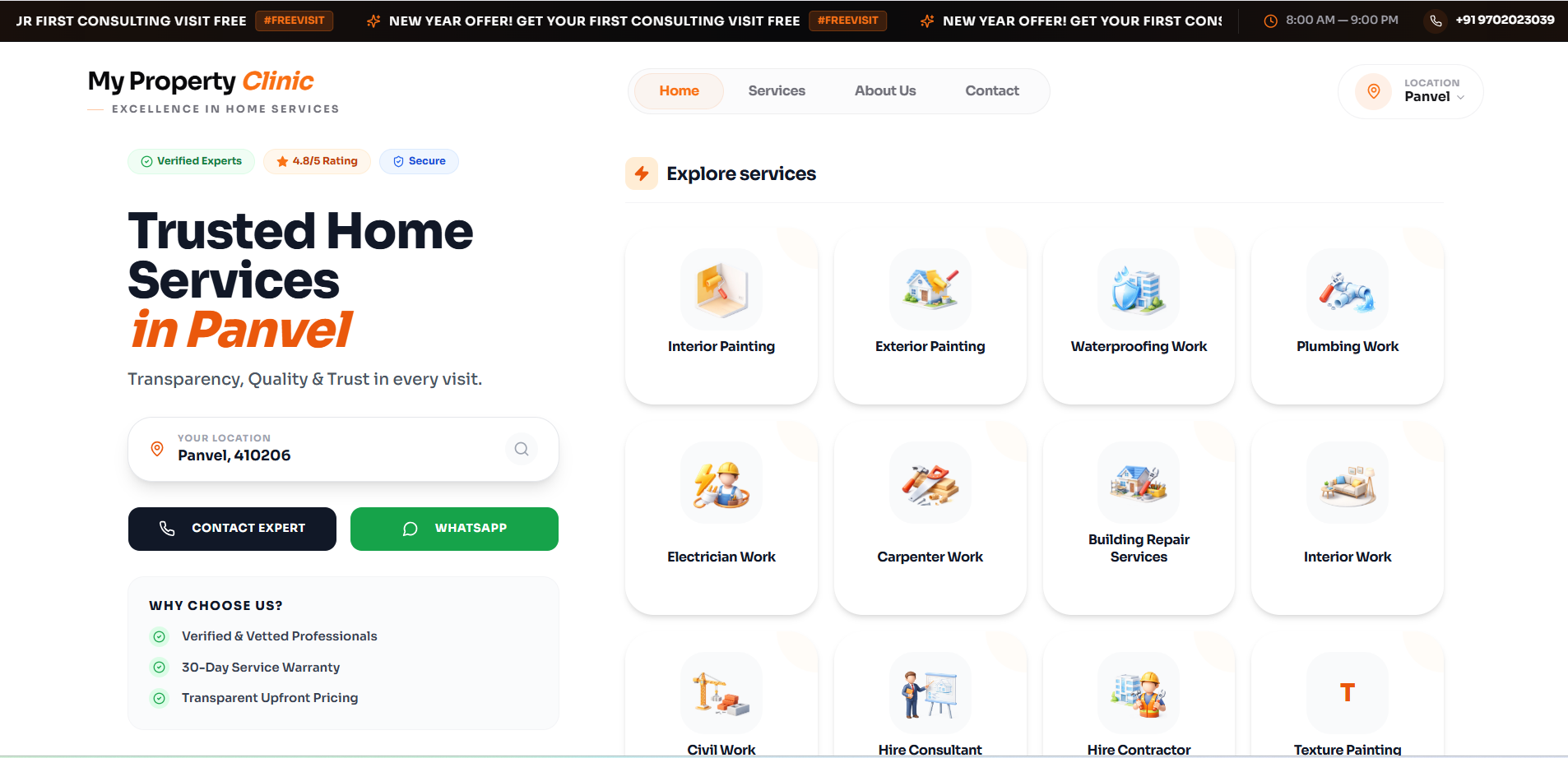 My Property Clinic website homepage screenshot